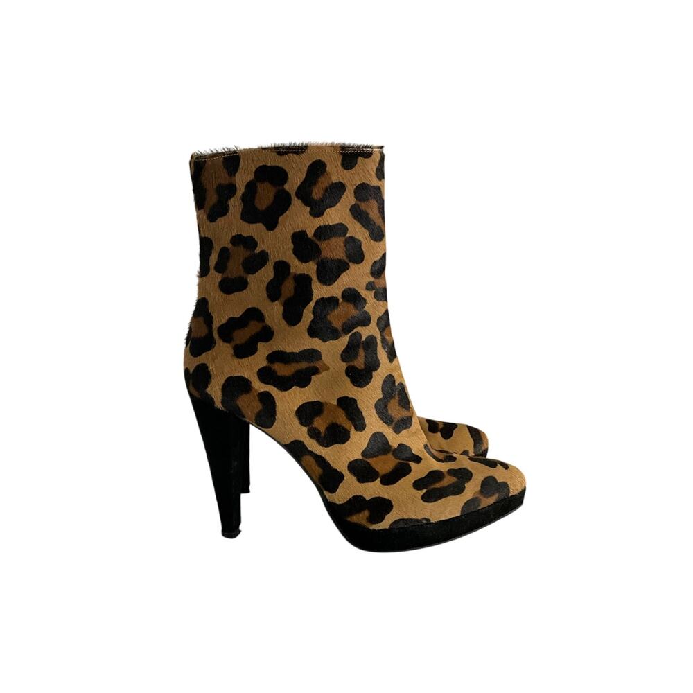 Stuart Weitzman Leopard Print Calf Hair Ankle Boots